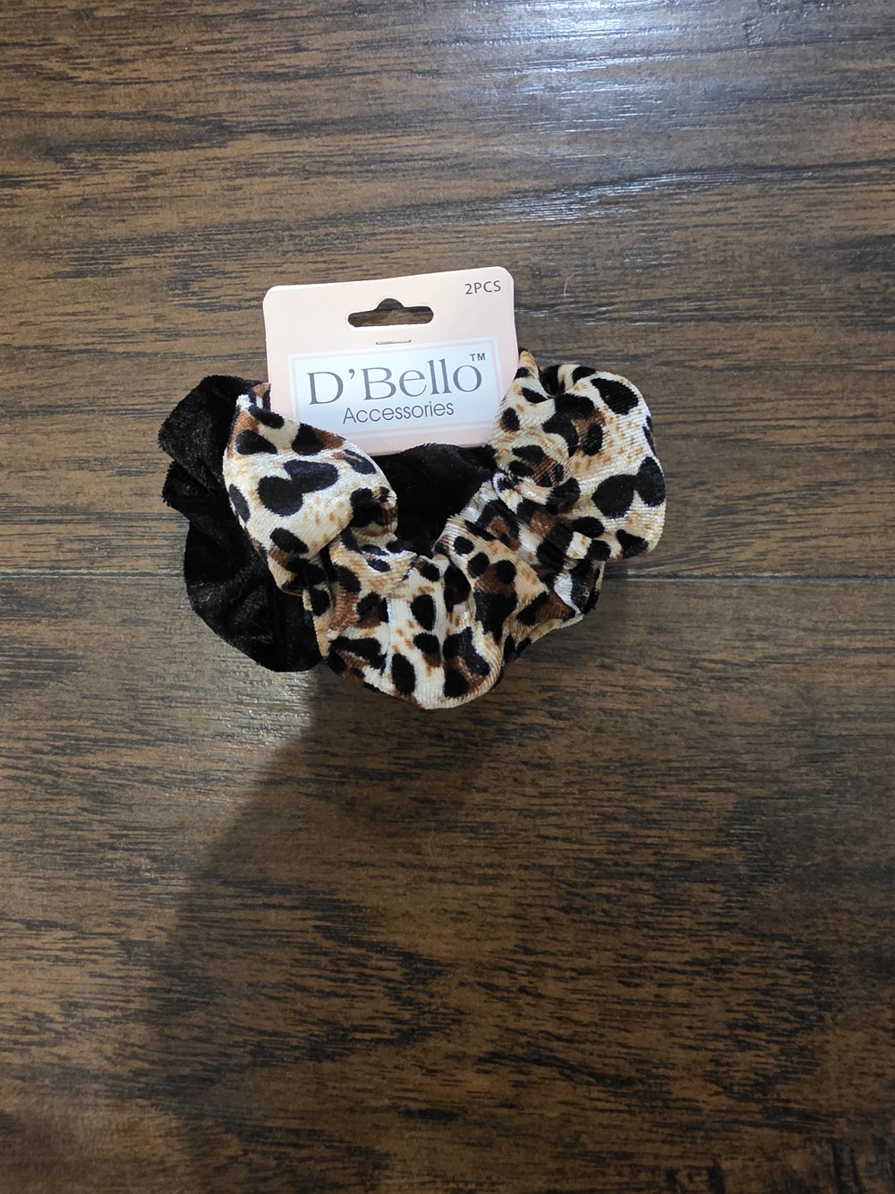 Velvet & Leopard Scrunchie Set - Black & Leopard